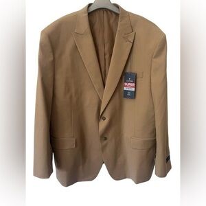 Men's Stafford Big & Tall Wool  blend Suit Jacket - Dark Tan size 52BGRG